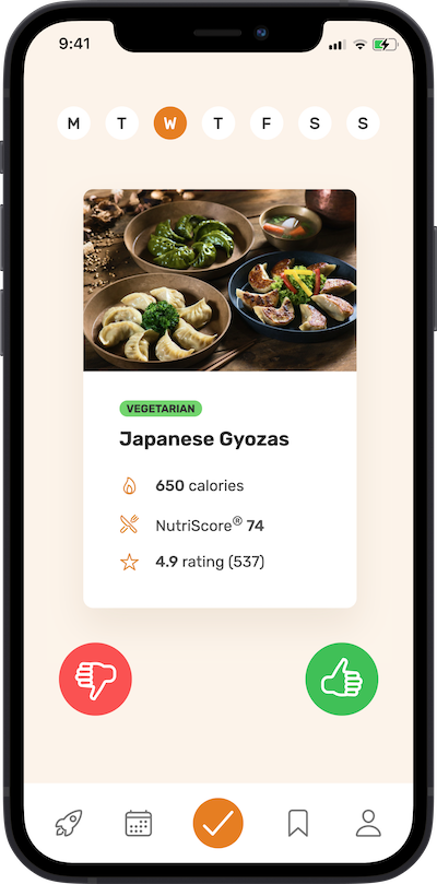 iPhones app meals approving plan screen